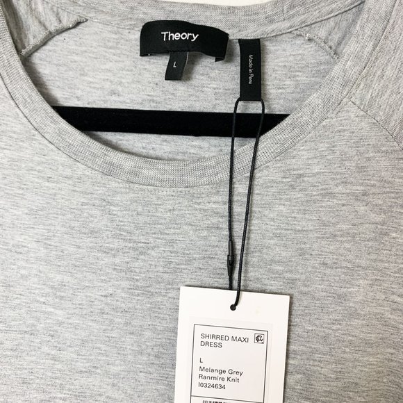 THEORY Shirred Maxi Dress Ranmire Knit Gray Large - Picture 4 of 8
